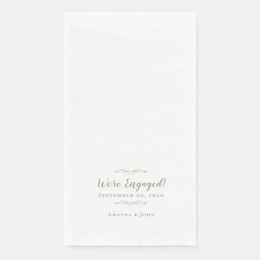 Serviette En Papier Nous sommes engagés Fiançailles Mariage Dîner Sage (Devant)