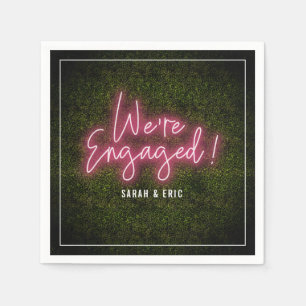 Serviette En Papier Nous sommes engagés Pink Neon Engagement Party