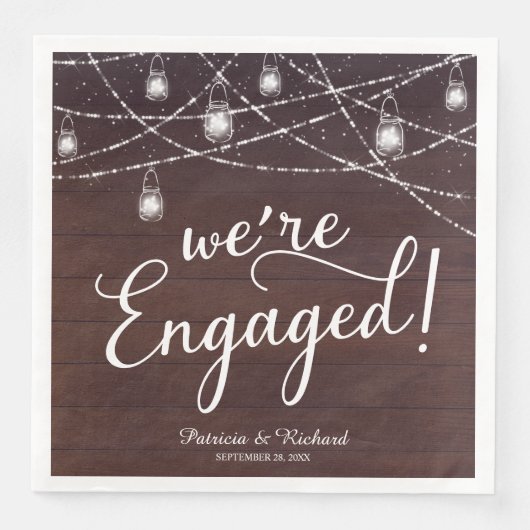 Serviette En Papier Nous sommes engagés Rustic Engagement Party (Devant)