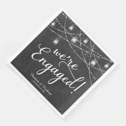 Serviette En Papier Nous sommes engagés Rustic Engagement Party Chalk (Coin)