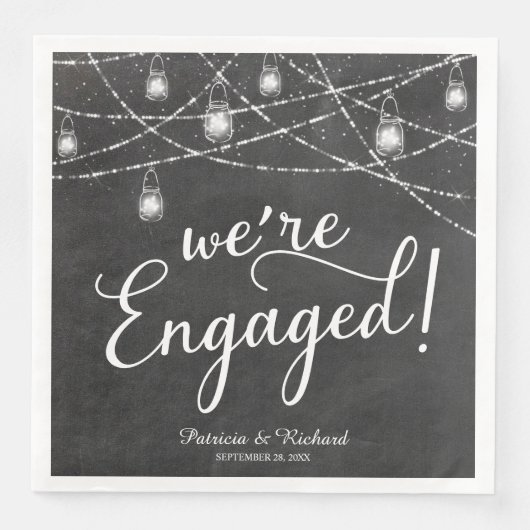 Serviette En Papier Nous sommes engagés Rustic Engagement Party Chalk (Devant)