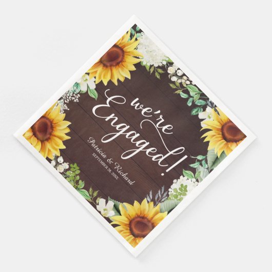 Serviette En Papier Nous sommes engagés Rustic Sunflowers Engagement P (Coin)