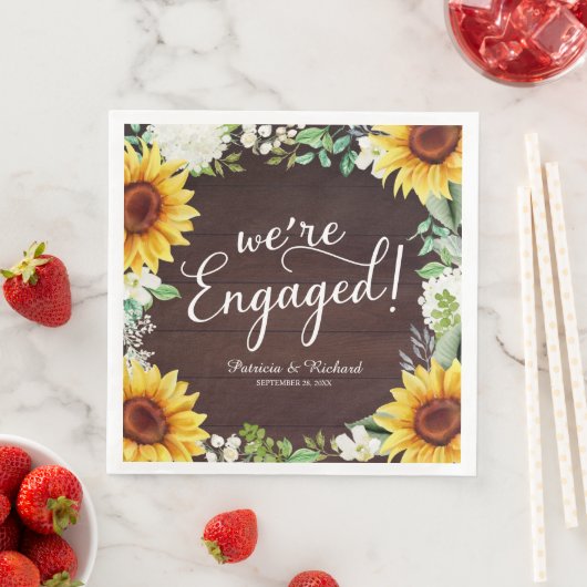 Serviette En Papier Nous sommes engagés Rustic Sunflowers Engagement P (En situation)