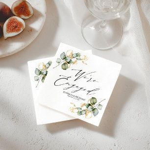 Serviette En Papier Nous sommes fiancés Greenery Or Engagement