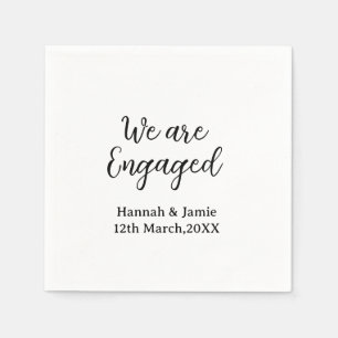 Serviette En Papier Nous sommes fiancés nom date calligraphystylish