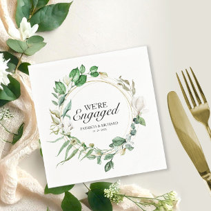 Serviette En Papier Nous sommes fiancés verdure géométrique alliance