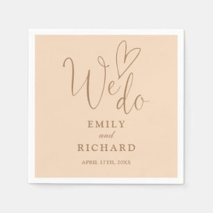 Serviette En Papier Nous Sommes Script Love Coeur Soft Peach Mariage