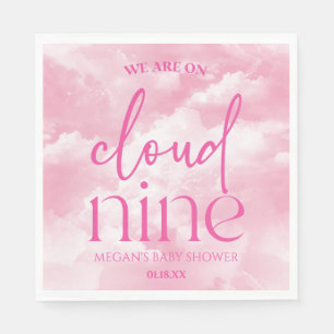 Serviette En Papier Nous Sommes Sur Cloud Neuf Baby shower Rose