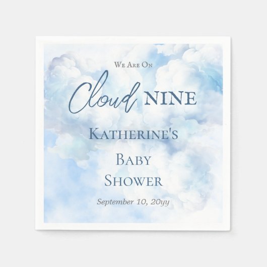 Serviette En Papier Nous Sommes Sur Cloud Neuf Blue Boy Baby shower (Devant)