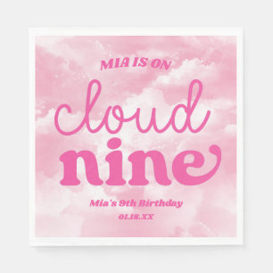 Serviette En Papier Nous Sommes Sur Cloud Neuf Rose 9e Fête Anniversai