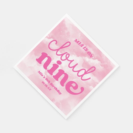 Serviette En Papier Nous Sommes Sur Cloud Neuf Rose 9e Fête Anniversai (Coin)