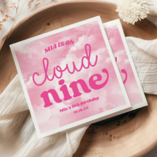 Serviette En Papier Nous sommes sur un nuage rose 9 neuvième anniversa