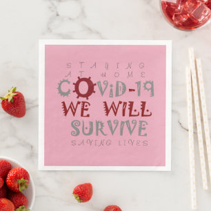 Serviette En Papier Nous survivrons à COVID-19 - Force et résilience