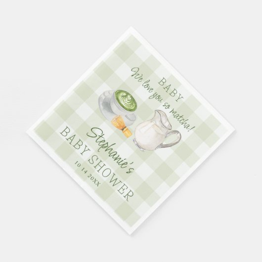 Serviette En Papier Nous Vous Aimons Tellement Matcha Green En vichy B (Coin)