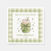 Serviette En Papier Nous Vous Aimons Tellement Matcha Vert Ruban Gingh (Devant)