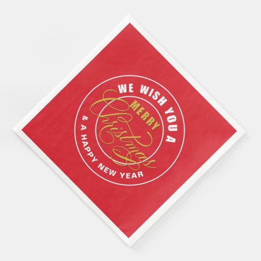 Serviette En Papier Nous vous souhaitons un joyeux Noël rouge (Coin)