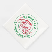 Serviette En Papier Nous vous souhaitons un joyeux Noël rouge et vert (Coin)