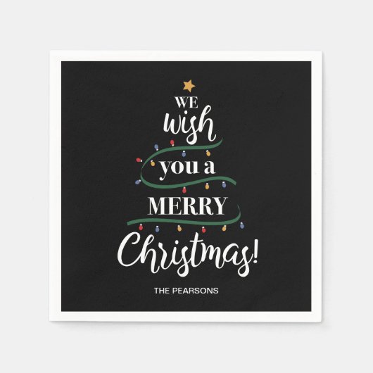 Serviette En Papier Nous vous souhaitons un joyeux sapin de Noël perso (Devant)