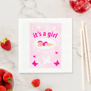 Serviette En Papier Nouveau bébé Faire-part fille
