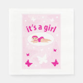 Serviette En Papier Nouveau bébé Faire-part fille (Devant)