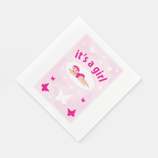 Serviette En Papier Nouveau bébé Faire-part fille (Coin)