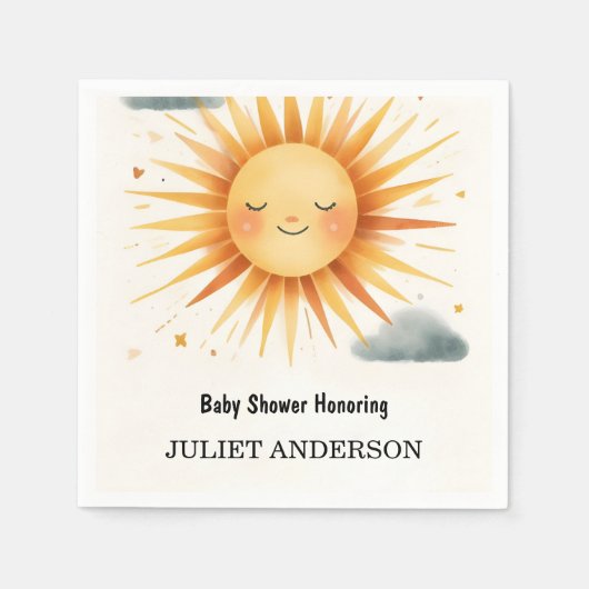 Serviette En Papier Nouveau Boy Pink unique Sky Cloud Sunshine Baby sh (Devant)