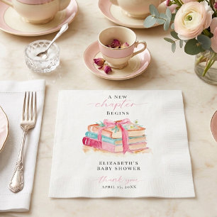 Serviette En Papier Nouveau chapitre Baby Shower Aquarelle Rose Merci