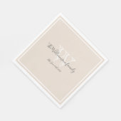 Serviette En Papier Nouveau mariés Cadeau Monogramme Nom du script Pap (Coin)