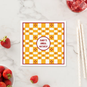 Serviette En Papier Nouveau-Mexique Zia Jaune Rouge Blanc Carrés