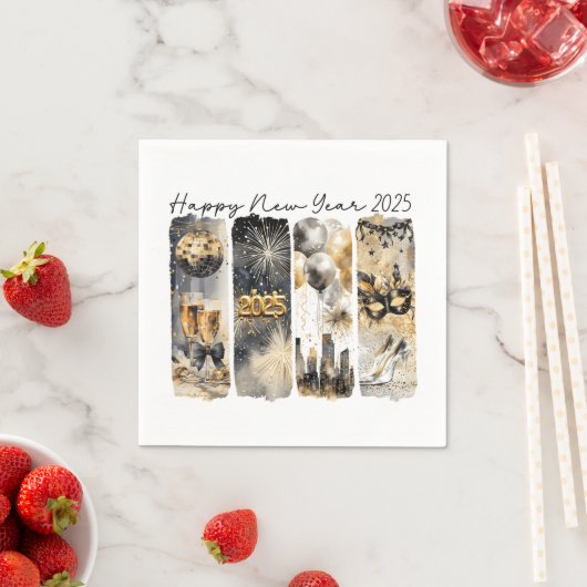 Serviette En Papier Nouvel an 2025 (En situation)