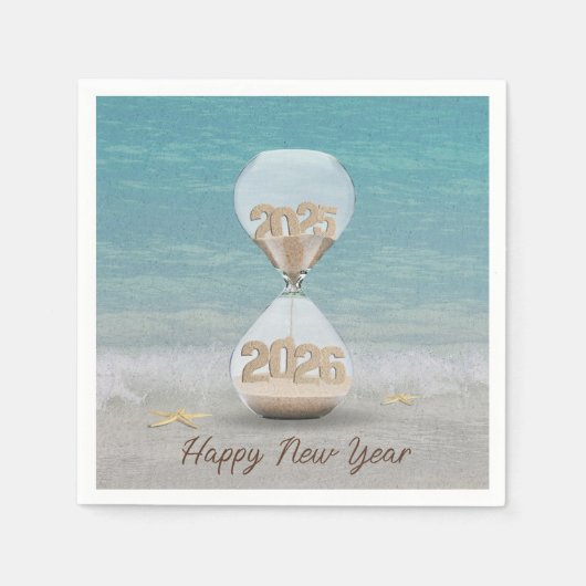 Serviette En Papier Nouvel An 2025 Hourglass avec Starfish (Devant)