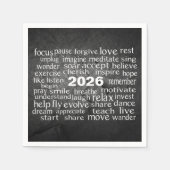 Serviette En Papier Nouvel An 2026 Nuage De Mot Sur Black Rock (Devant)