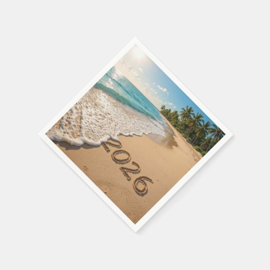 Serviette En Papier Nouvel An 2026 Plage tropicale (Coin)
