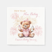 Serviette En Papier Nouvel an Baby shower fille rose serviettes (Devant)