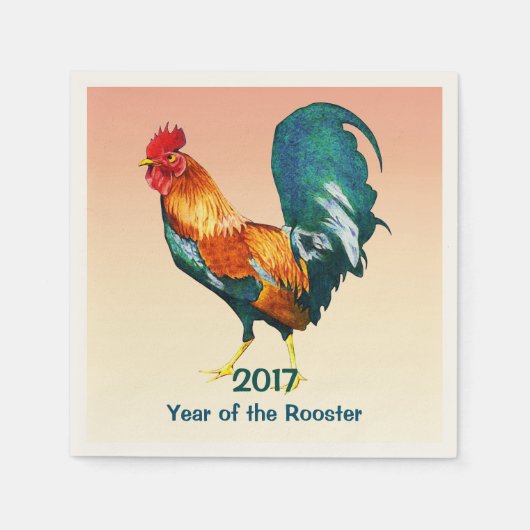 Serviette En Papier Nouvel an chinois 2017 Rooster Papier serviettes (Devant)