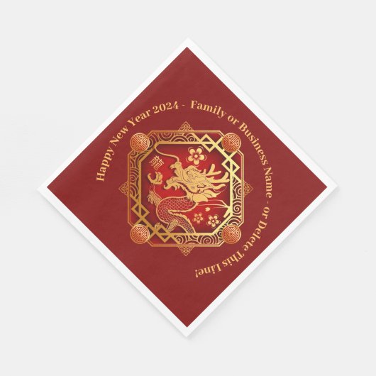 Serviette En Papier Nouvel An Chinois 2024 Ajouter Nom Dragon (Coin)