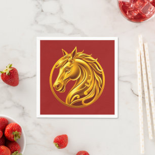 Serviette En Papier Nouvel An chinois 2026 - Cheval en or
