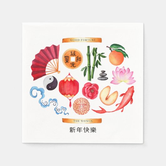 Serviette En Papier Nouvel an Chinois | Bonne fortune (Devant)