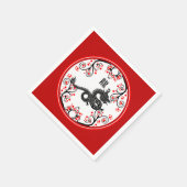 Serviette En Papier Nouvel An chinois du Dragon et des fleurs rouges (Coin)