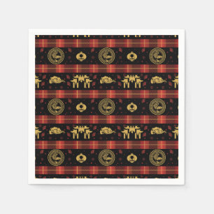 Serviette En Papier Nouvel An chinois Tiger Red Check Motif