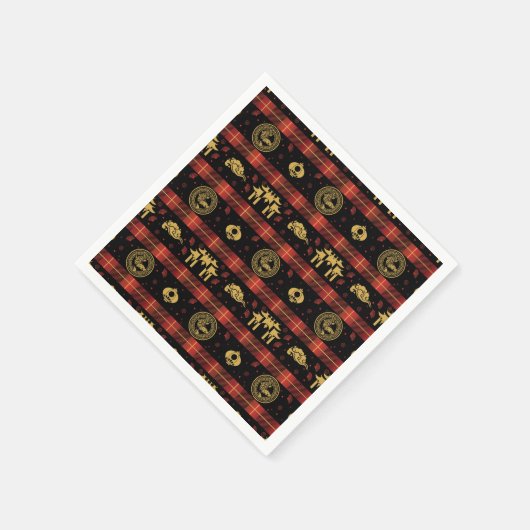 Serviette En Papier Nouvel An chinois Tiger Red Check Motif (Coin)
