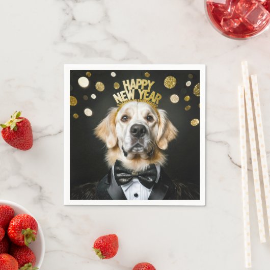 Serviette En Papier Nouvel an Golden Retriever dans Tuxedo (En situation)