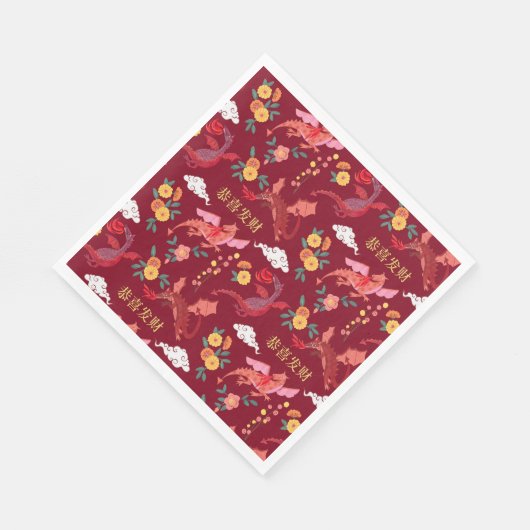 Serviette En Papier Nouvel an lunaire du dragon rouge (Coin)