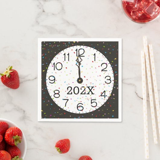 Serviette En Papier Nouvel An Minuit Horloge (En situation)