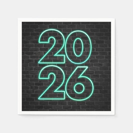Serviette En Papier Nouvel An Vert Pour 2026 (Devant)