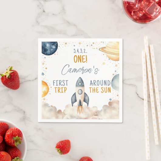 Serviette En Papier Nouvel anniversaire du garçon spatial (En situation)
