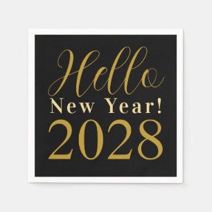 Serviette En Papier Nouvel an's Eve Party Black Gold