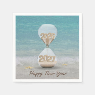 Serviette En Papier Nouvelle Année 2027 Sablier avec Étoile de Mer