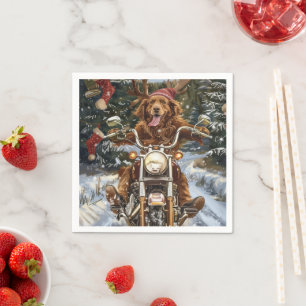 Serviette En Papier Nouvelle-Écosse Chien Conduisant Moto Noël