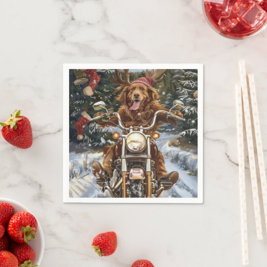 Serviette En Papier Nouvelle-Écosse Moto à chiens Noël (En situation)